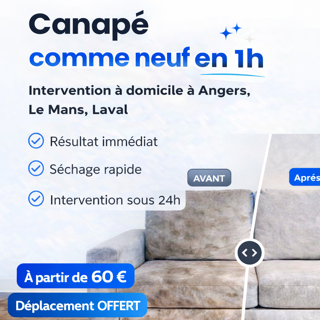 Nettoyage canapé, Angers, Le Mans, Laval