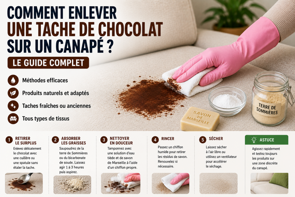 Comment enlever une tache de chocolat sur un canapé ? Guide complet et astuces