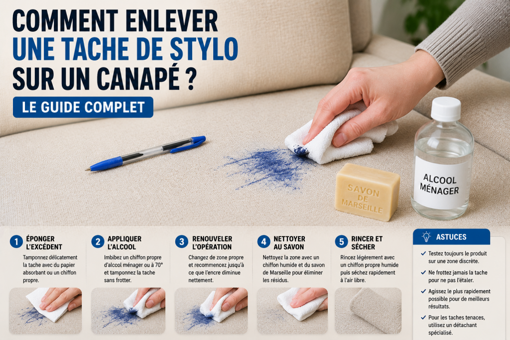 Comment enlever une tache de stylo sur un canapé
